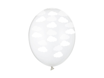 Balony 30cm, Chmurki, Crystal Clear (1 op. / 6 szt.)