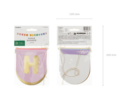 Baner papierowy Happy Birthday, mix, 163x12 cm