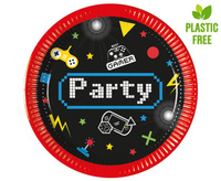 Talerzyki papierowe Gaming Party, next generation, 20cm, 8 szt. (plastic-free) (papier FSC)