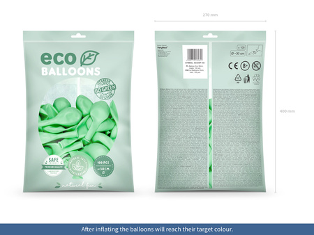 Balony Eco 30cm pastelowe, mięta (1 op. / 100 szt.)
