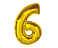 Balon foliowy Smart, cyfra 6, złota, 92 cm