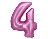 Balon foliowy , Cyfra 4, satynowa różowa, 76 cm