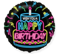 Balon foliowy 18" - Happy Birthday- NEON