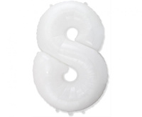 Balon foliowy - "Number 8" biały, 85 cm