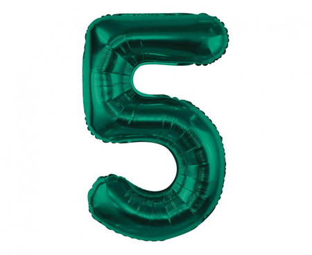 Balon foliowy , cyfra 5, zieleń butelkowa, 85 cm