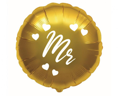 Balon foliowy 18" - Mr, złoty, pakowany
