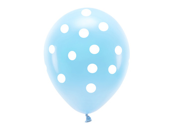 Balony Eco 33 cm pastelowe, Kropki, błękit (1 op. / 6 szt.)