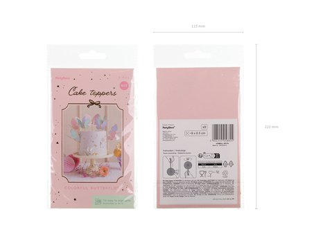 Toppery na tort Motylki, 9 x 6.5 cm, mix (1 op. / 9 szt.)