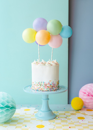 Balonowy topper na tort, tęcza, mix, 29 cm