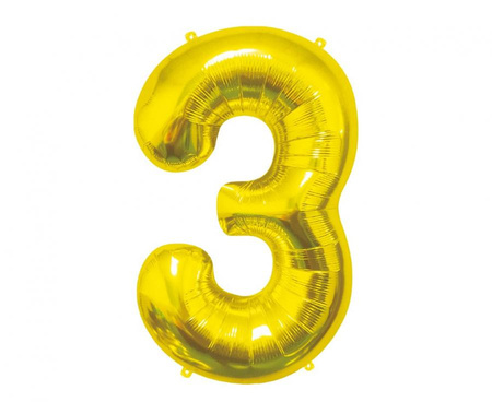 Balon foliowy Cyfra 3, złota, 85 cm