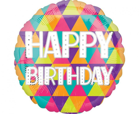 Balon foliowy 18" - Colorful Triangles Birthday