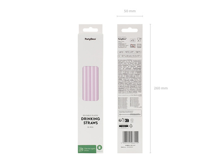 Słomki plastikowe, 23 cm, fioletowy (1 op. / 12 szt.)
