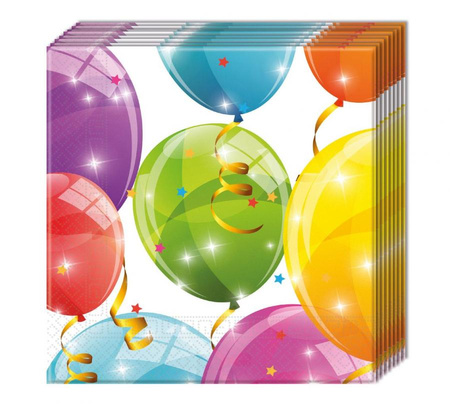Serwetki Sparkling Balloons, 33x33 cm, 20 szt.