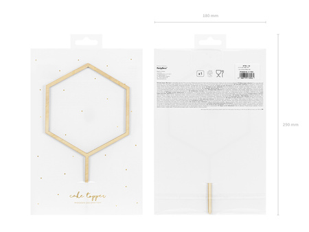 Topper drewniany Heksagon, 24cm