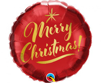 Balon foliowy 18 cali Christmas Gold Script Red