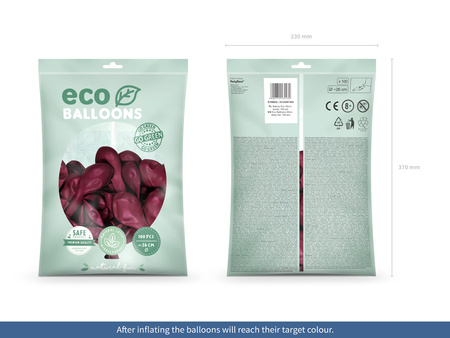 Balony Eco 26cm pastelowe, bordo (1 op. / 100 szt.)