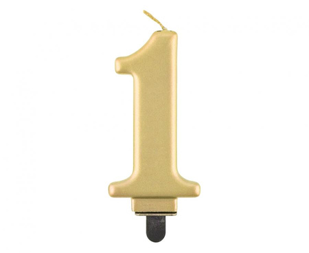 Świeczka cyferka 1, metalik złota, 8,0 cm