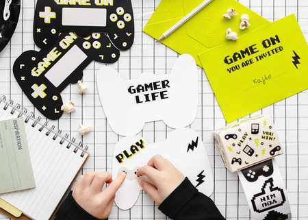Zaproszenia Gamepad, mix (1 op. / 6 szt.)