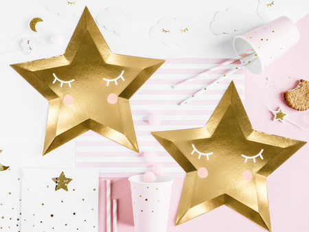 Talerzyki Little Star - Gwiazda, złoty, 27cm (1 op. / 6 szt.)