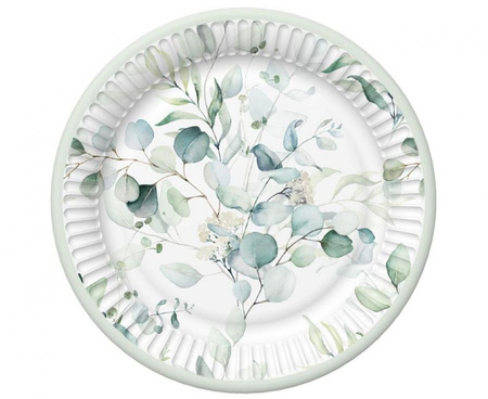 Talerzyki papierowe Eucalyptus Twigs, 18 cm,  8 szt.