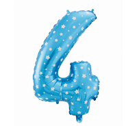Balon foliowy "Cyfra 4", niebieska w gwiazdy, 61 cm