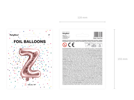 Balon foliowy Litera ''Z'', 35cm, różowe złoto
