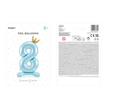 Stojący balon foliowy cyfra ''8'', 84 cm, błękit