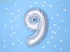 Balon foliowy Cyfra ''9'', 35cm, srebrny