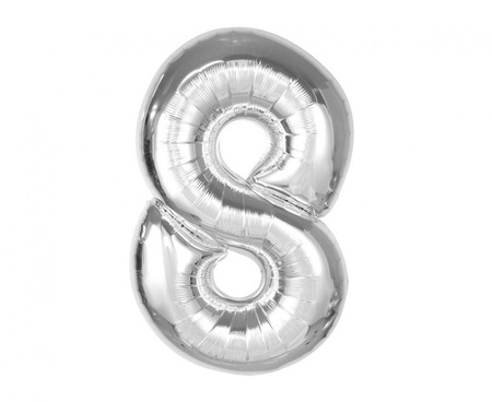 Balon foliowy Smart, cyfra 8, srebrna, 92 cm