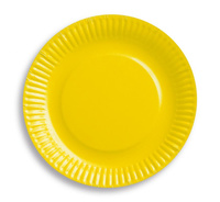 Talerzyki pap. jednokolorowe żółte 012C, 18 cm, 6 szt.