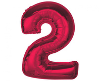 Balon foliowy Smart, cyfra 2, czerwona, 92 cm