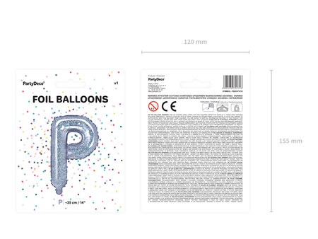 Balon foliowy Litera ''P'', 35cm, holograficzny