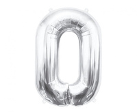 Balon foliowy Cyfra 0, srebrna, 85 cm