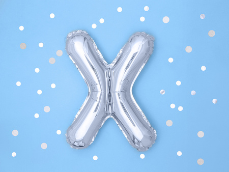 Balon foliowy Litera ''X'', 35cm, srebrny