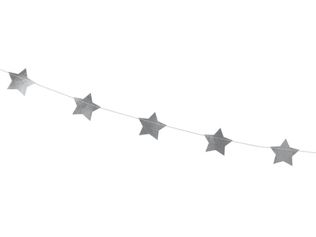 Girlanda Gwiazdki, srebrny, 3,6m