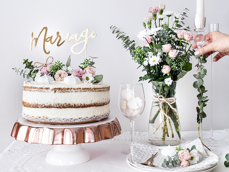 Topper na tort Mariage, złoty, 22,5cm