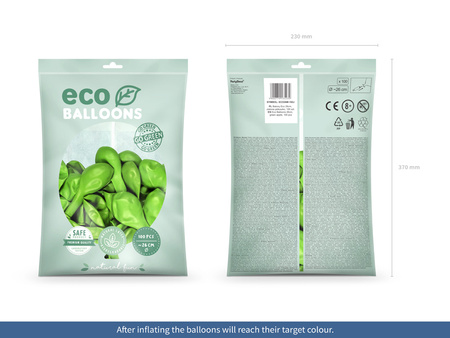 Balony Eco 26cm metalizowane, zielone jabłuszko (1 op. / 100 szt.)