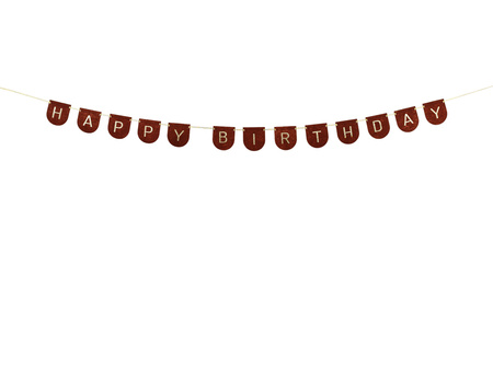 Baner filcowy, Happy Birthday, brązowy, 3m