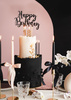 Topper na tort Happy Birthday, czarny, 22,5cm