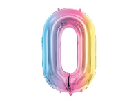 Balon foliowy Cyfra ''0'', 86cm, pastelowy tęczowy
