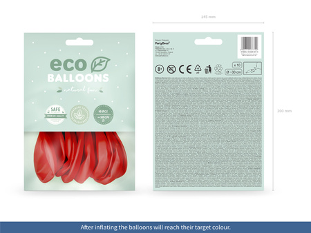 Balony Eco 26cm pastelowe, czerwony (1 op. / 10 szt.)