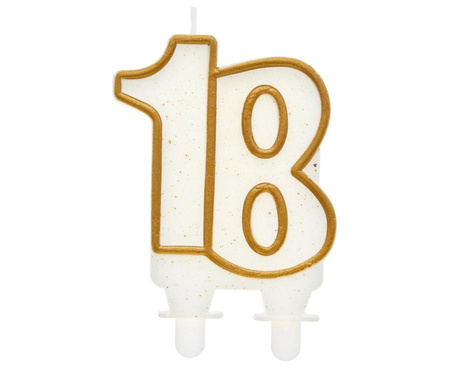 Świeczka cyferka "18", złoty kontur