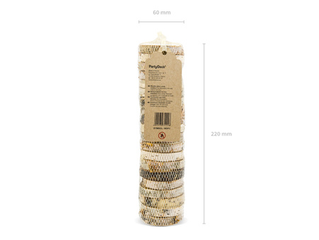 Drewniane wizytówki na stół, śr. 4,5-6,5cm (1 op. / 20 szt.)