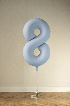 Balon foliowy Cyfra '8', 86cm, mglisty niebieski