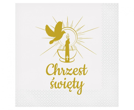 Serwetki Chrzest Święty (świeca), certyfikat FSC, 33x33 cm/ 20 szt.