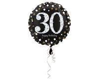 Balon foliowy 18" Sparkling Birthday 30 okrągły, 43 cm, zapakowany