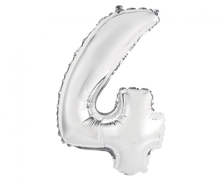 Balon foliowy "Cyfra 4", srebrna, 35 cm