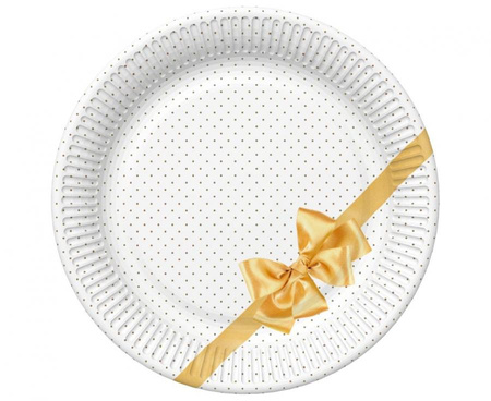 Talerzyki papierowe Golden Bow Elegance, 18 cm, 8 szt.