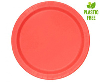 Talerzyki papierowe, czerwone, 23 cm, 8 szt. (plastic-free)
