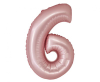 Balon foliowy Smart, Cyfra 6, j. różowa matowa, 76 cm